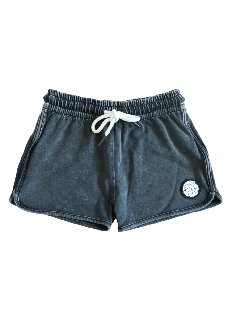 Little Surfer Dude | black acid wash cotton lounge shorts | 2T